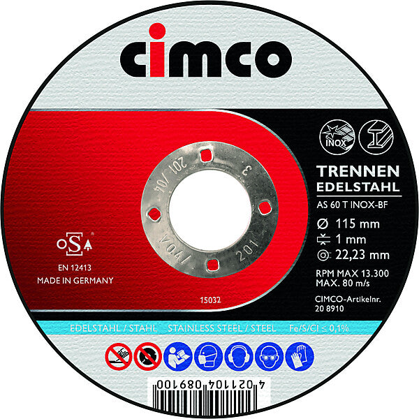 CIMCO Korund-Trennscheibe Inox D=125mm 208912